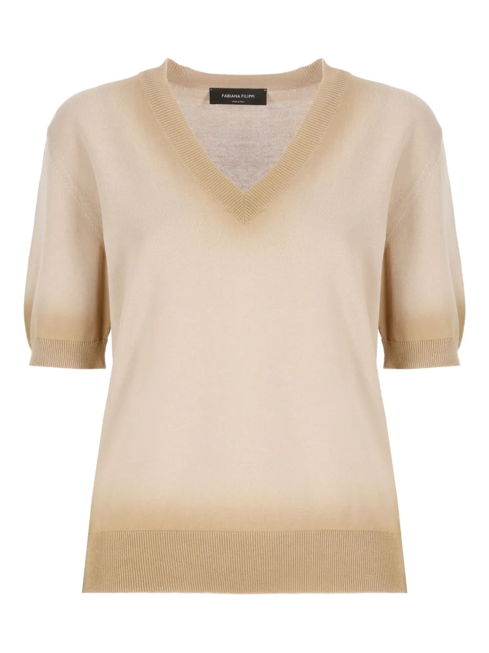 Хлопковый свитер с V-образным вырезом и короткими рукавами Fabiana Filippi, нейтральный
Хлопковый свитер с V-образным вырезом и короткими рукавами Fabiana Filippi, нейтральный
