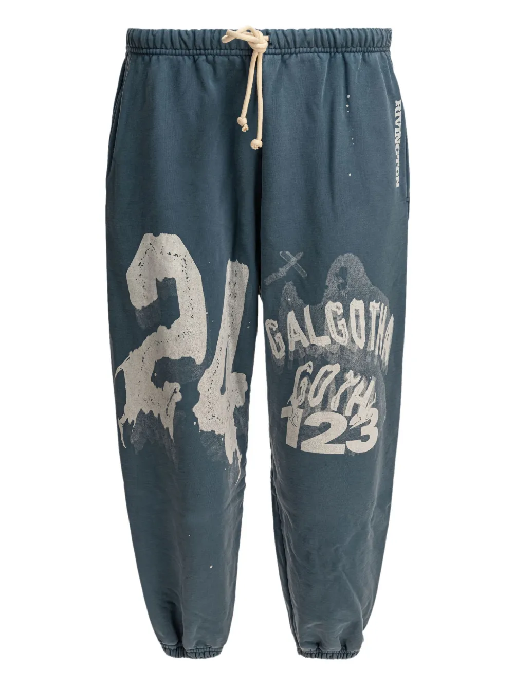 Брюки с графическим принтом и завязками RRR123, синий 
Брюки с графическим принтом и завязками RRR123, синий