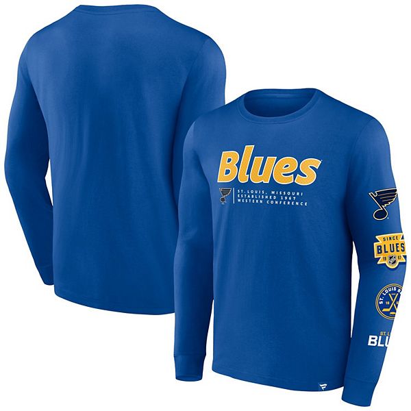 Мужская синяя футболка с длинным рукавом st louis blues strike the goal Fanatics
Мужская синяя футболка с длинным рукавом st louis blues strike the goal Fanatics