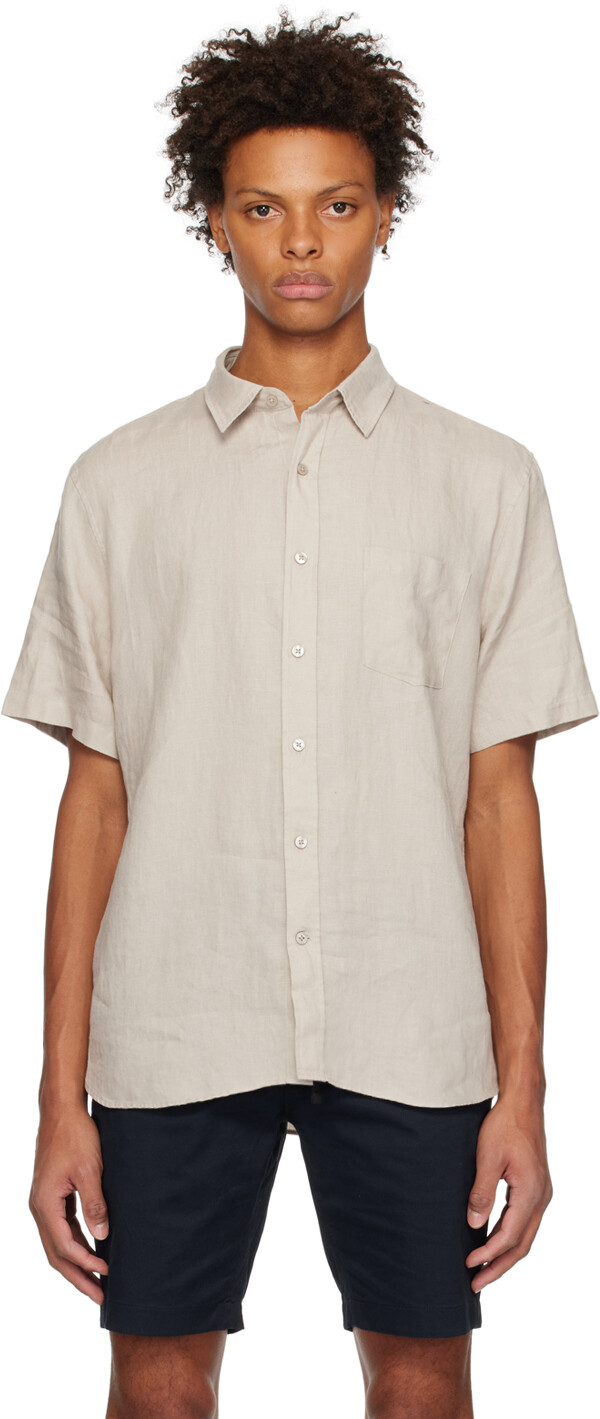 Бежевая рубашка с карманом Vince
Бежевая рубашка с карманом Vince