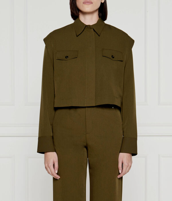 Рубашка Pinko укороченная с карманами, зеленый
Рубашка Pinko укороченная с карманами, зеленый