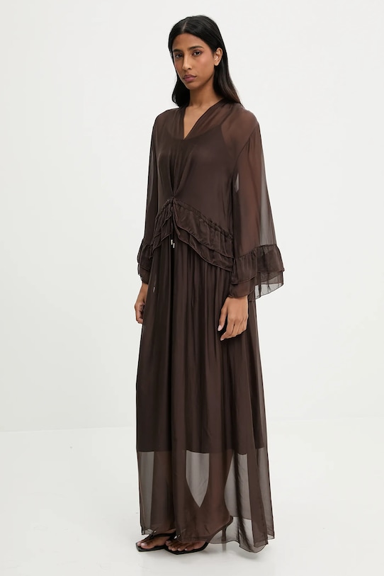 Платье с шелком Answear.Lab, коричневый 
Платье с шелком Answear.Lab, коричневый
