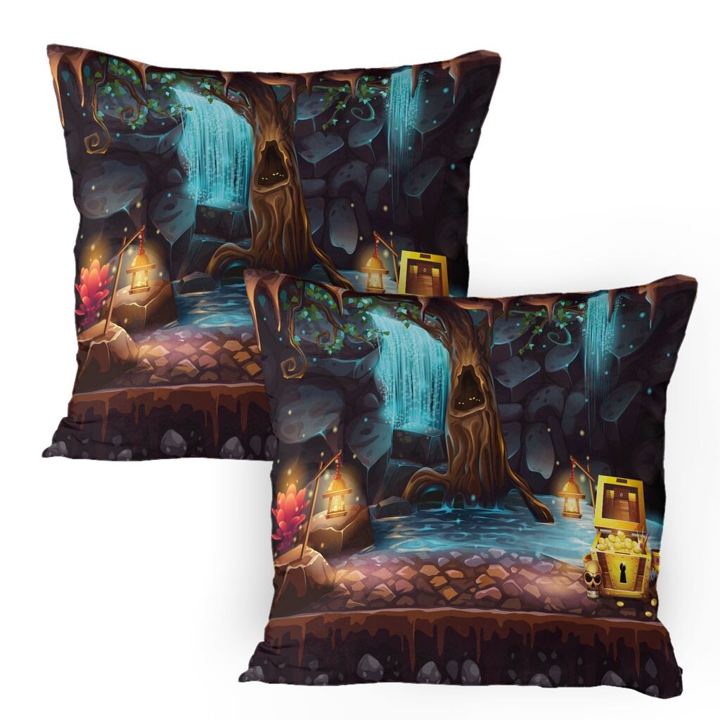 Чехлы для подушек ABAKUHAUS Fantasy, набор из 2 шт., пещерный пейзаж в мультяшном стиле, большое дерево, сундук с сокровищами, лампы и водопад, чехол для подушки с декоративным принтом, 80 x 80 см, многоцветный
Чехлы для подушек ABAKUHAUS Fantasy, набор из 2 шт., пещерный пейзаж в мультяшном стиле, большое дерево, сундук с сокровищами, лампы и водопад, чехол для подушки с декоративным принтом, 80 x 80 см, многоцветный