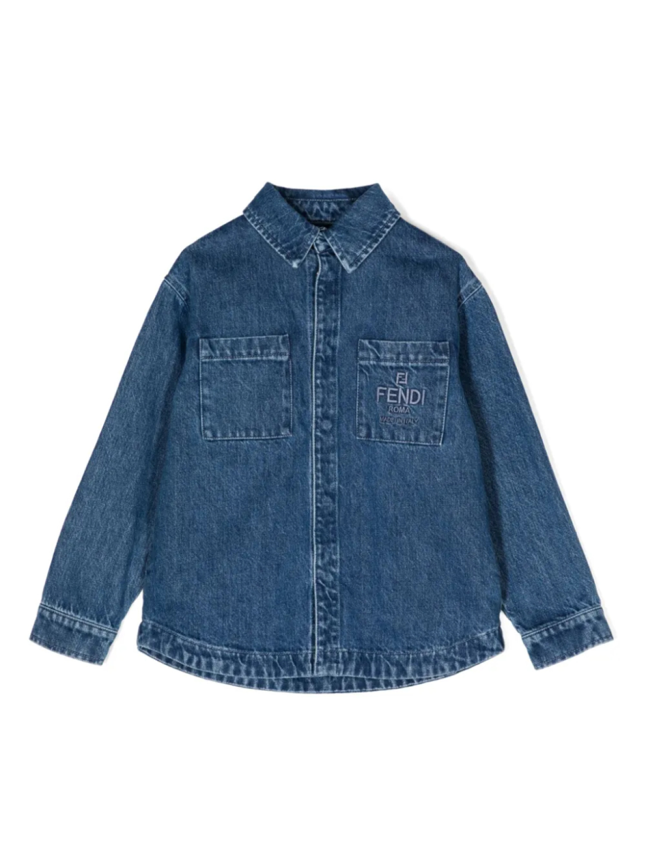 Джинсовая куртка с вышитым логотипом Fendi Kids, синий
Джинсовая куртка с вышитым логотипом Fendi Kids, синий