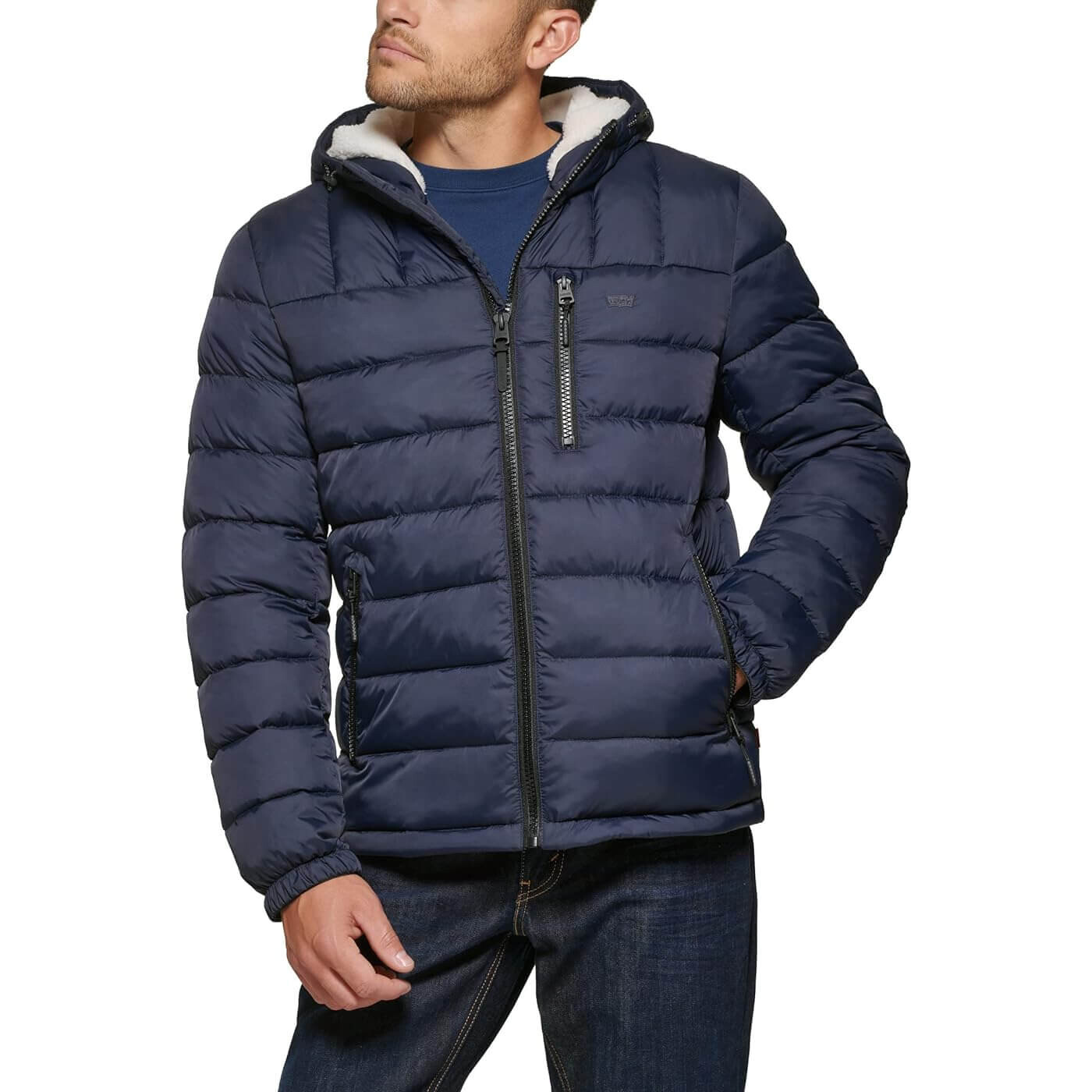 Мужская стеганая куртка с капюшоном на подкладке из шерпы Levi's, синий
Мужская стеганая куртка с капюшоном на подкладке из шерпы Levi's, синий