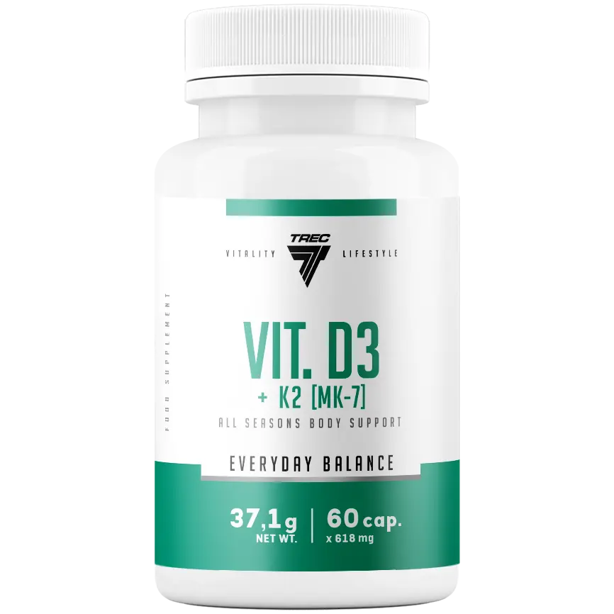 Trec Vitality Vitaminum D3+K2 (MK-7) биологически активная добавка, 60 капсул/1 упаковка 
Trec Vitality Vitaminum D3+K2 (MK-7) биологически активная добавка, 60 капсул/1 упаковка