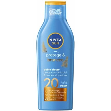 Молочко для защиты от солнца и бронзы SPF20 200 мл Nivea
Молочко для защиты от солнца и бронзы SPF20 200 мл Nivea