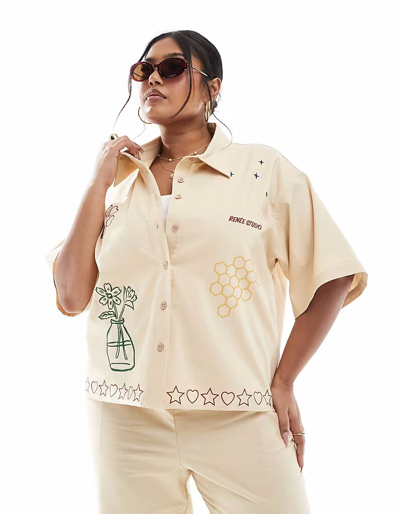 Рубашка Renee Studio Plus из эксклюзивной льняной смеси с вышитыми пуговицами спереди, бежевого цвета
Рубашка Renee Studio Plus из эксклюзивной льняной смеси с вышитыми пуговицами спереди, бежевого цвета