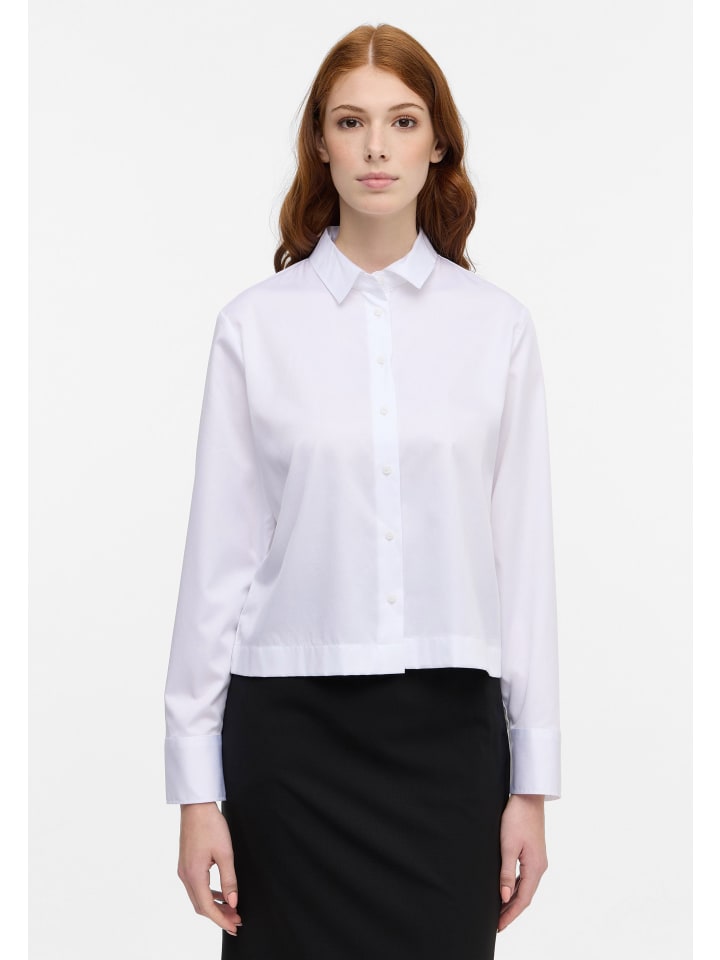 Атласная блузка-рубашка с длинным рукавом белого цвета Eterna
Атласная блузка-рубашка с длинным рукавом белого цвета Eterna