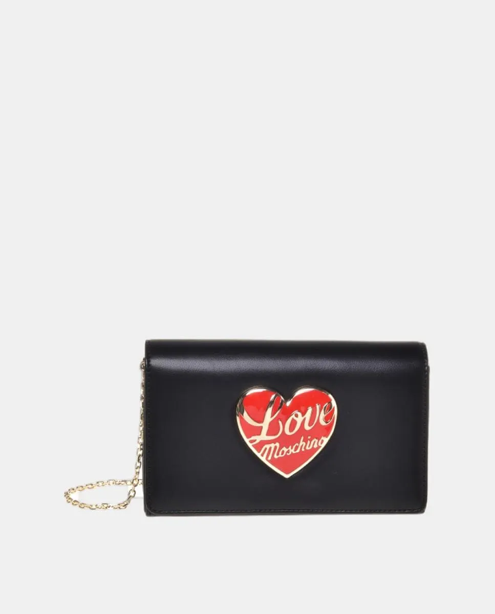 Черный клатч со съемным цепочным ремнем Love Moschino
Черный клатч со съемным цепочным ремнем Love Moschino