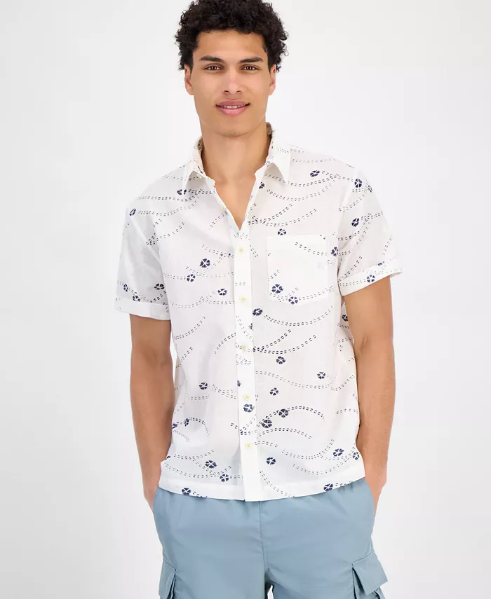 Мужская рубашка Damien с коротким рукавом и абстрактным принтом, смесовая ткань с льном, на пуговицах Sun + Stone, белый
Мужская рубашка Damien с коротким рукавом и абстрактным принтом, смесовая ткань с льном, на пуговицах Sun + Stone, белый