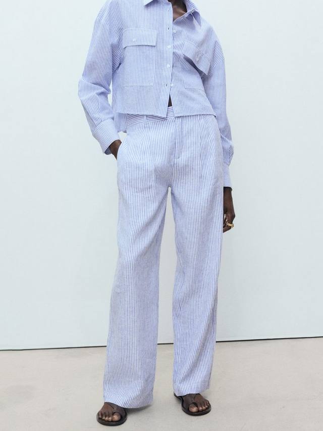 Брюки Maneli прямого кроя в полоску из льняной смеси Mango, Medium Blue
Брюки Maneli прямого кроя в полоску из льняной смеси Mango, Medium Blue