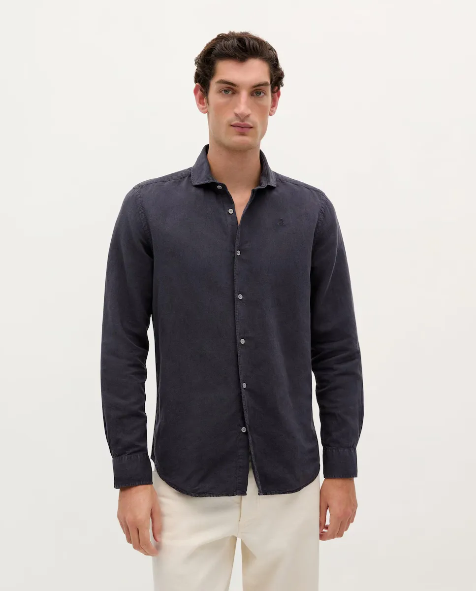 Мужская льняная рубашка прямого кроя Scalpers, темно-синий
Мужская льняная рубашка прямого кроя Scalpers, темно-синий