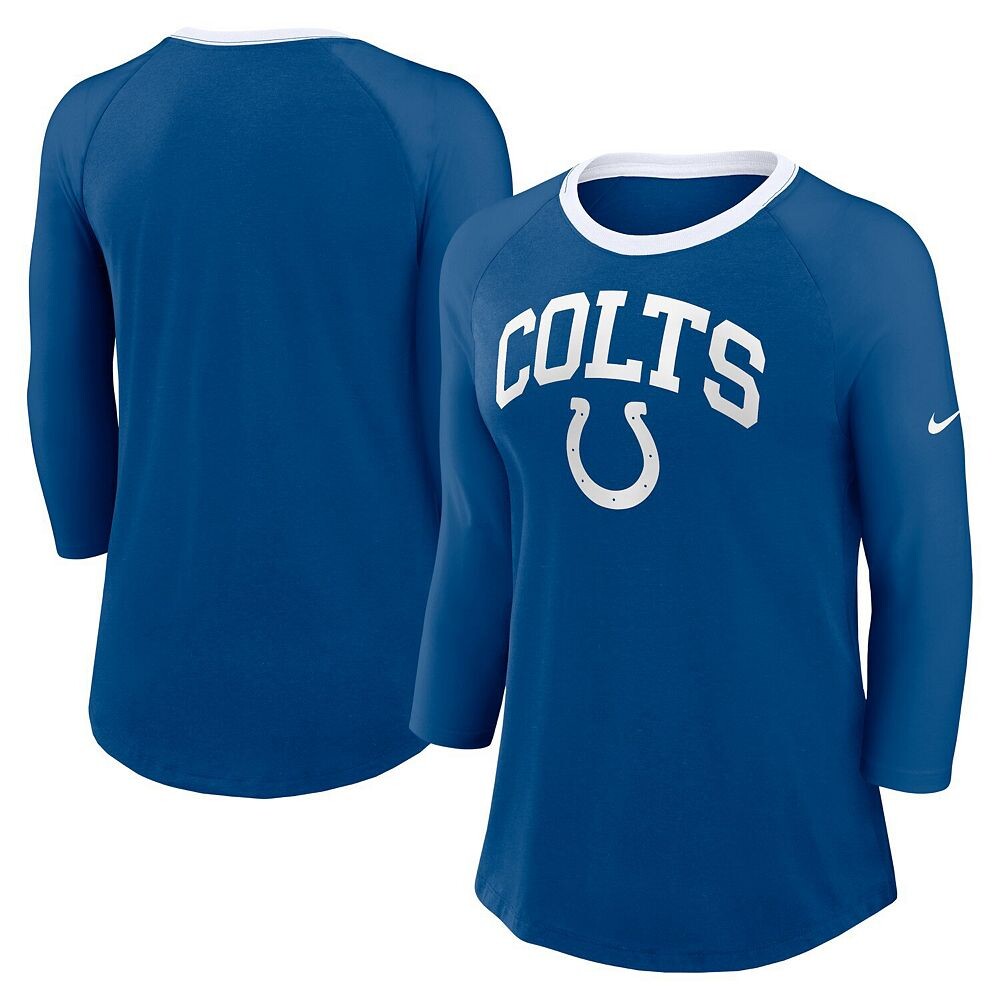 Женская футболка Nike Royal Indianapolis Colts реглан с рукавом 3/4, цвет Clt Blue
Женская футболка Nike Royal Indianapolis Colts реглан с рукавом 3/4, цвет Clt Blue