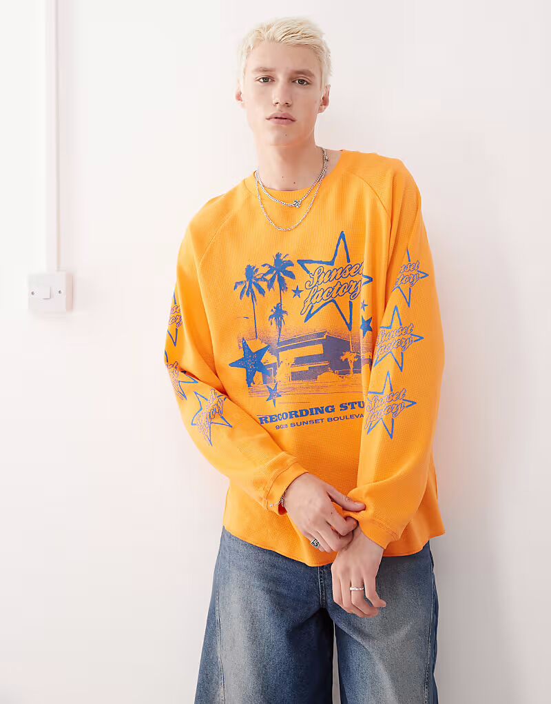 COLLUSION Футболка с длинными рукавами, оранжевого цвета с синим принтом
COLLUSION Футболка с длинными рукавами, оранжевого цвета с синим принтом