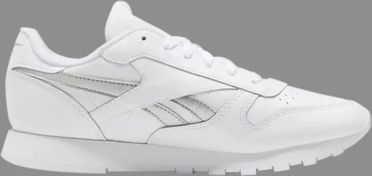 Кроссовки wmns classic leather 'white silver metallic' Reebok, белый
Кроссовки wmns classic leather 'white silver metallic' Reebok, белый