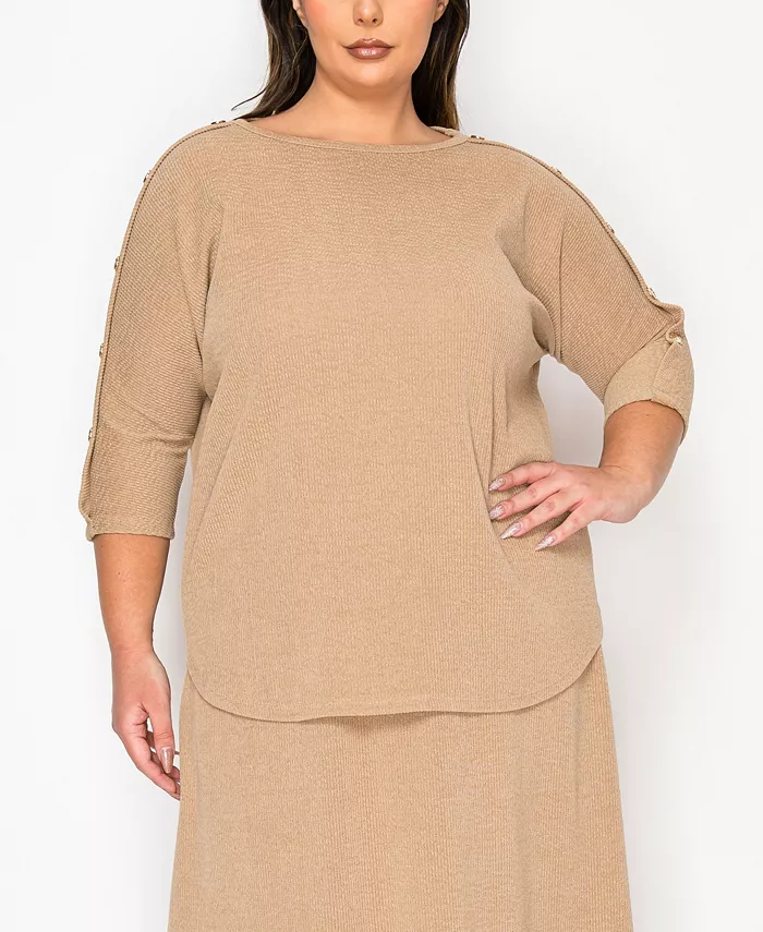 Плюс сайз топ с фактурной резинкой, пуговицами на плече и рукавом 3/4 COIN 1804, коричневый/бежевый
Плюс сайз топ с фактурной резинкой, пуговицами на плече и рукавом 3/4 COIN 1804, коричневый/бежевый