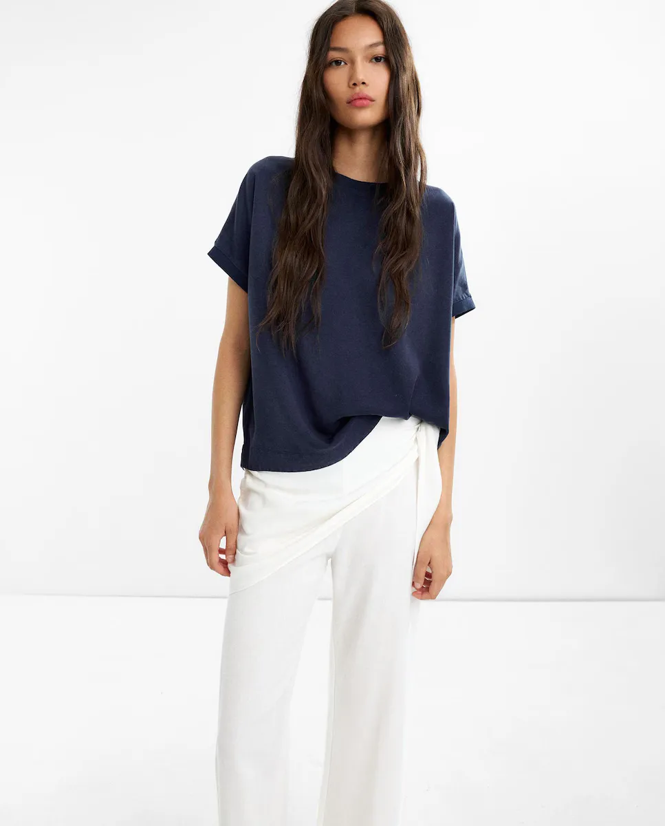 Женская футболка 100% лиоцелл с коротким рукавом, однотонная Parfois, темно-синий
Женская футболка 100% лиоцелл с коротким рукавом, однотонная Parfois, темно-синий