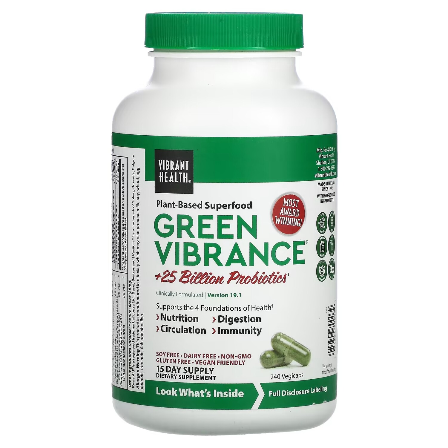 Добавка Vibrant Health Green Vibrance, 240 растительных капсул
Добавка Vibrant Health Green Vibrance, 240 растительных капсул