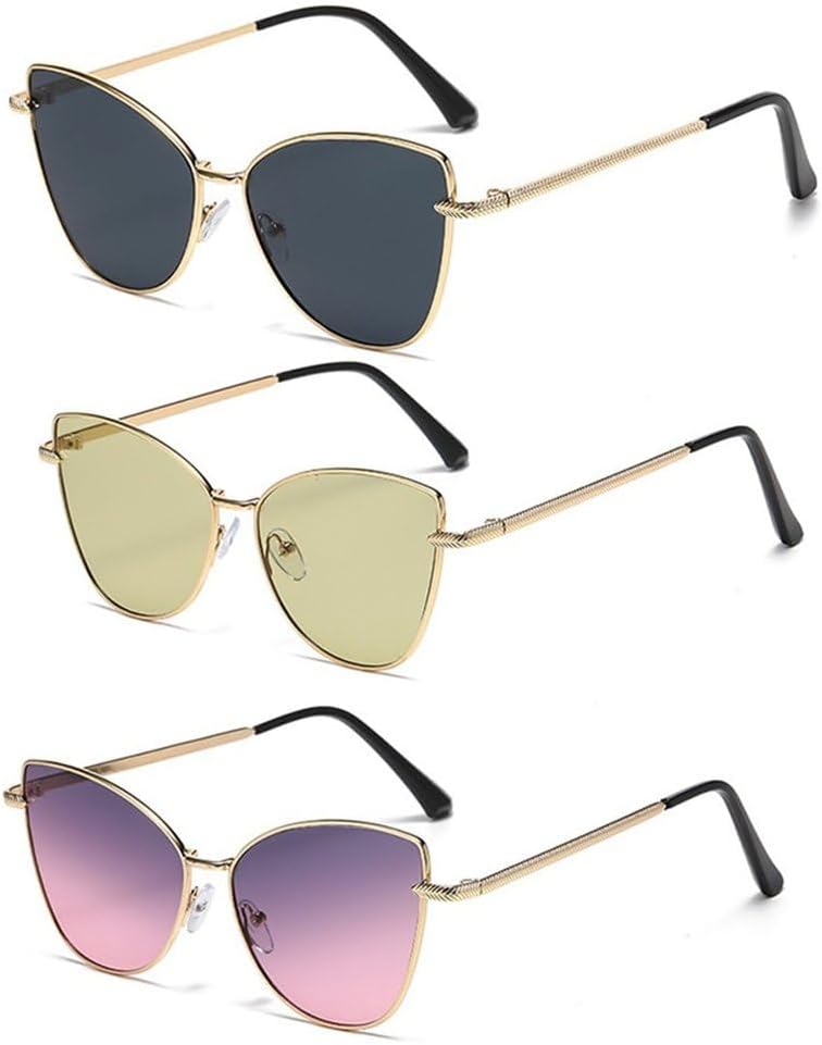 Ретро металлические солнцезащитные очки в форме «кошачий глаз» в маленькой оправе для женщин, модные, в уличном стиле, декоративные, с защитой от УФ-излучения UV400 LOVQZAOF, 3pcs Gold Green Pink
Ретро металлические солнцезащитные очки в форме «кошачий глаз» в маленькой оправе для женщин, модные, в уличном стиле, декоративные, с защитой от УФ-излучения UV400 LOVQZAOF, 3pcs Gold Green Pink