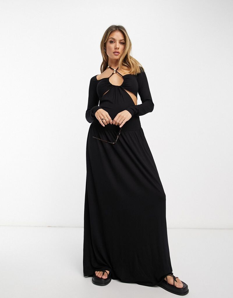 Платье макси ASOS DESIGN с вырезом и воротником-стойкой, отделанным бисером
Платье макси ASOS DESIGN с вырезом и воротником-стойкой, отделанным бисером