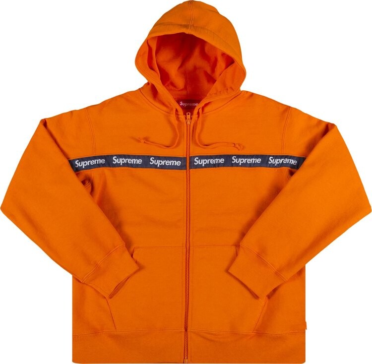 Толстовка Supreme Text Stripe Zip Up Hooded Sweatshirt 'Orange', оранжевый 
Толстовка Supreme Text Stripe Zip Up Hooded Sweatshirt 'Orange', оранжевый