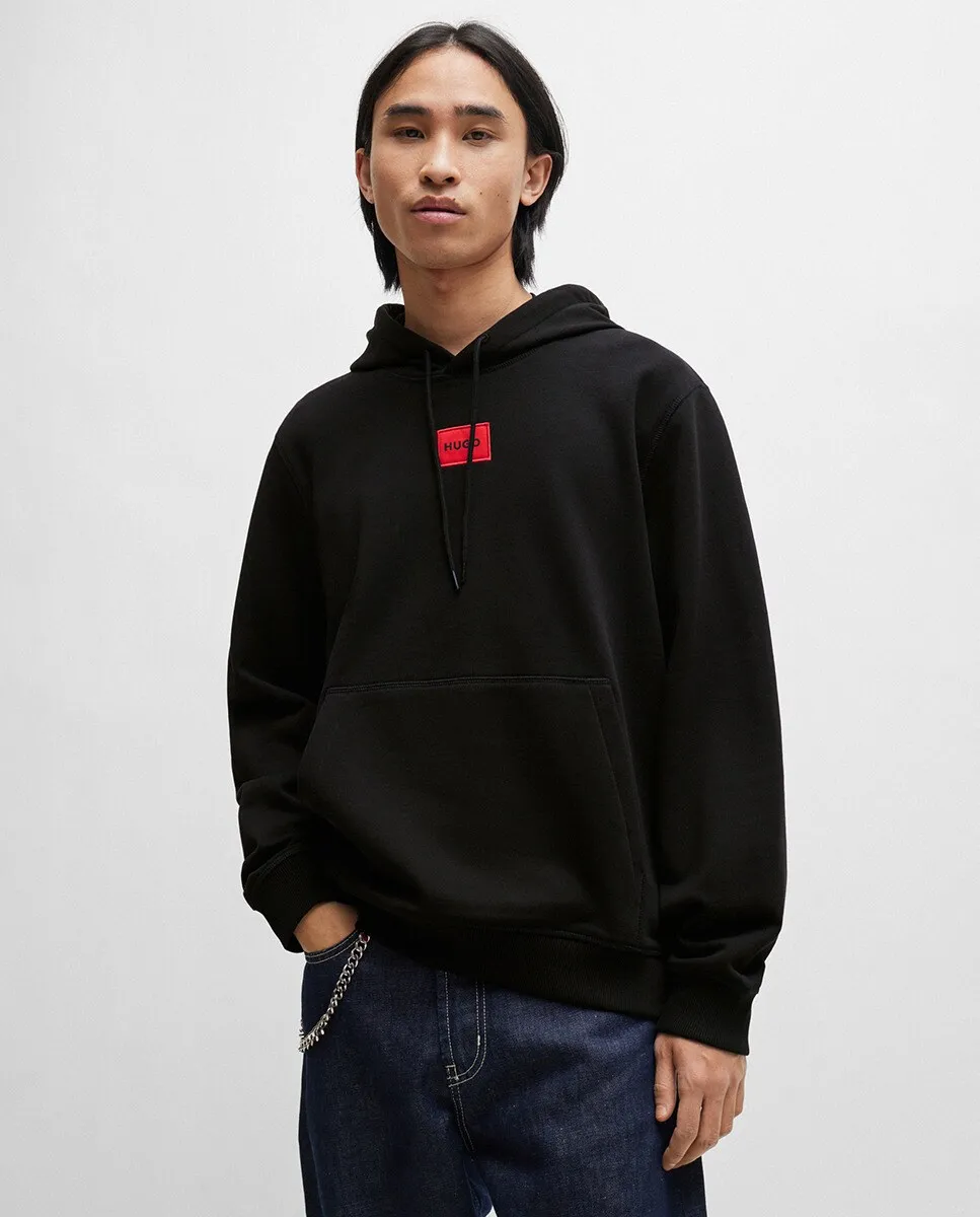 Мужская толстовка из хлопкового флиса с логотипом Hugo, черный
Мужская толстовка из хлопкового флиса с логотипом Hugo, черный