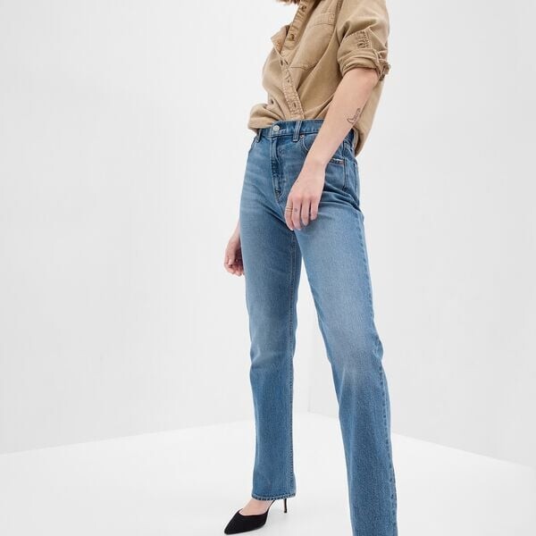 Джинсы прямого кроя с высокой посадкой Gap, синий
Джинсы прямого кроя с высокой посадкой Gap, синий