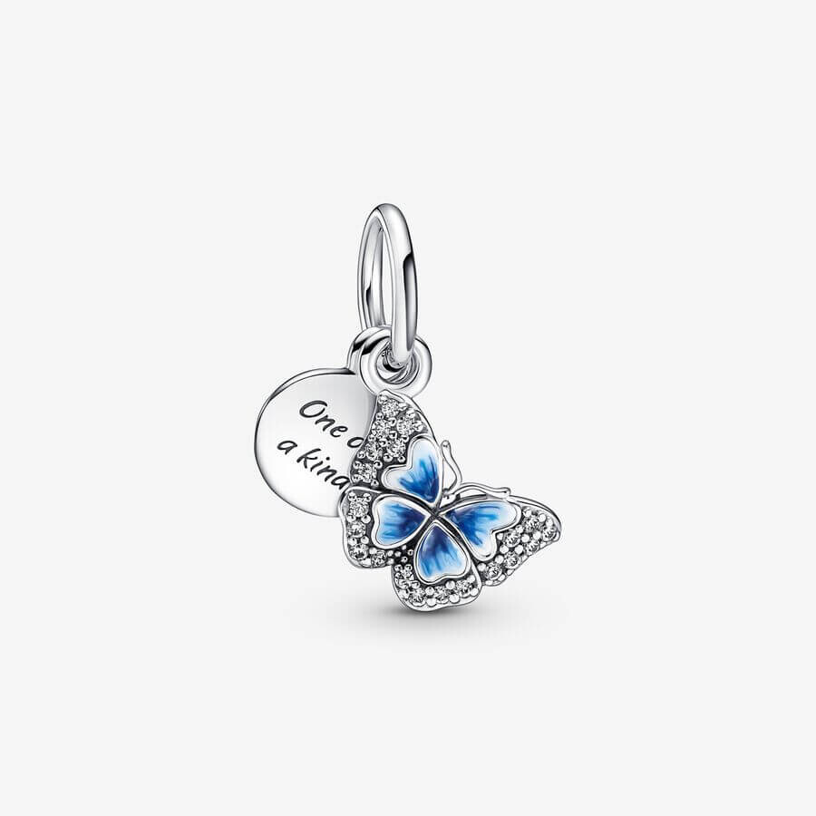 Шарм-подвеска Pandora Moments Butterfly & Quote Double, серебро/синий 
Шарм-подвеска Pandora Moments Butterfly & Quote Double, серебро/синий