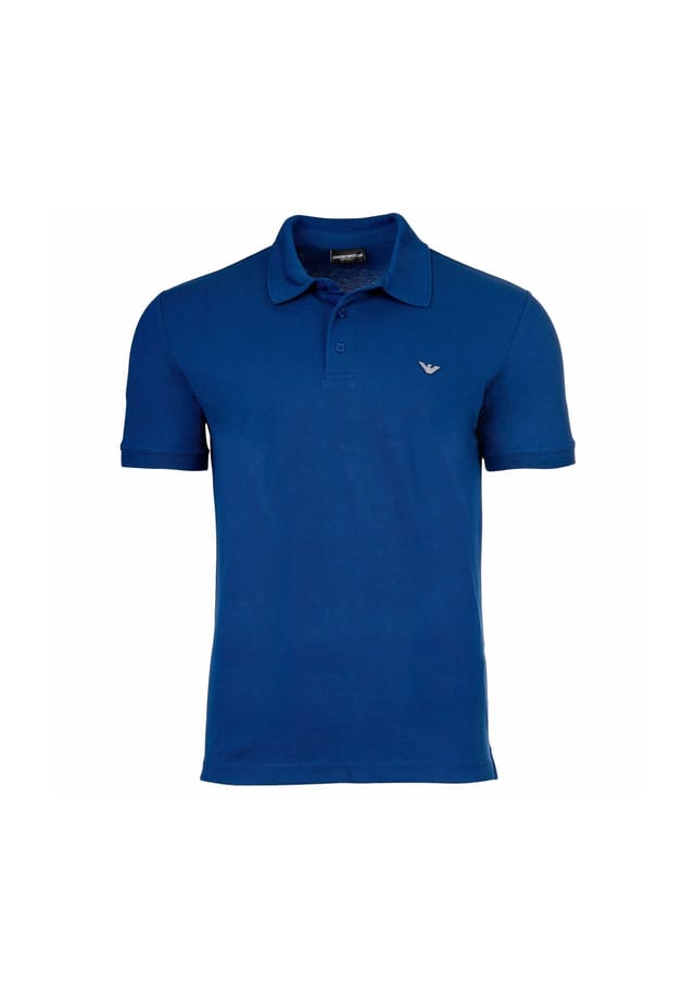 Рубашка поло - Essential Pique классический крой хлопок стрейч Emporio Armani, синий 
Рубашка поло - Essential Pique классический крой хлопок стрейч Emporio Armani, синий