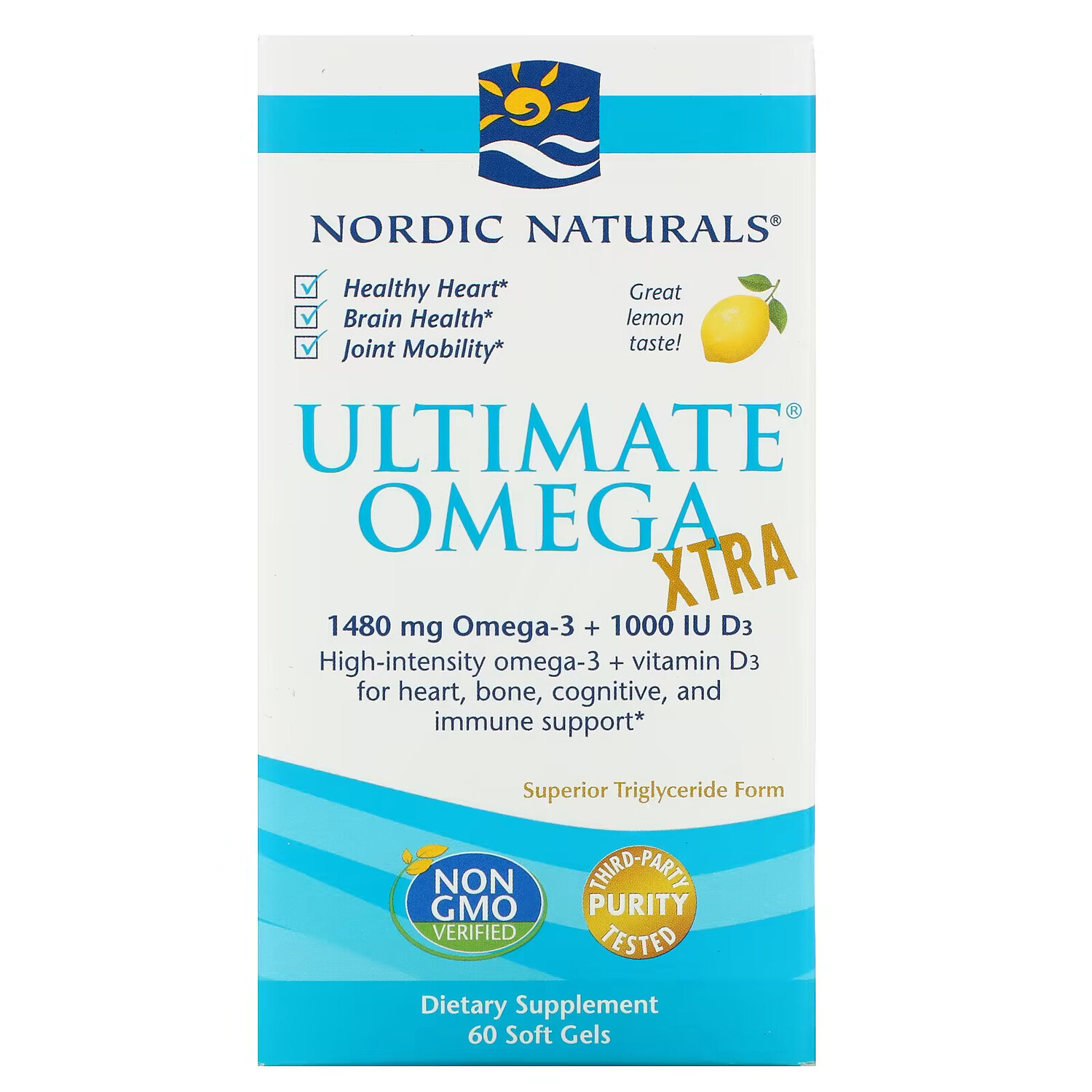 Nordic Naturals, Ultimate Omega Xtra, со вкусом лимона, 740 мг, 60 капсул
Nordic Naturals, Ultimate Omega Xtra, со вкусом лимона, 740 мг, 60 капсул