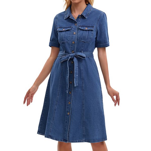 Женское джинсовое платье с коротким рукавом и поясом Inspire Chic, Blue
Женское джинсовое платье с коротким рукавом и поясом Inspire Chic, Blue