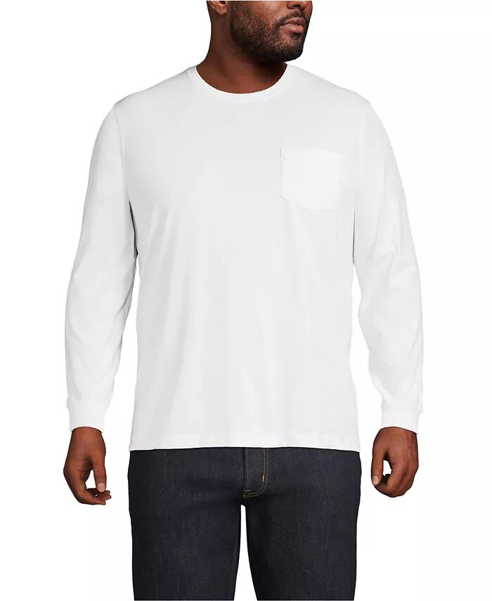 Футболка с длинным рукавом Big & Tall Super-T с карманом Lands' End, белый
Футболка с длинным рукавом Big & Tall Super-T с карманом Lands' End, белый