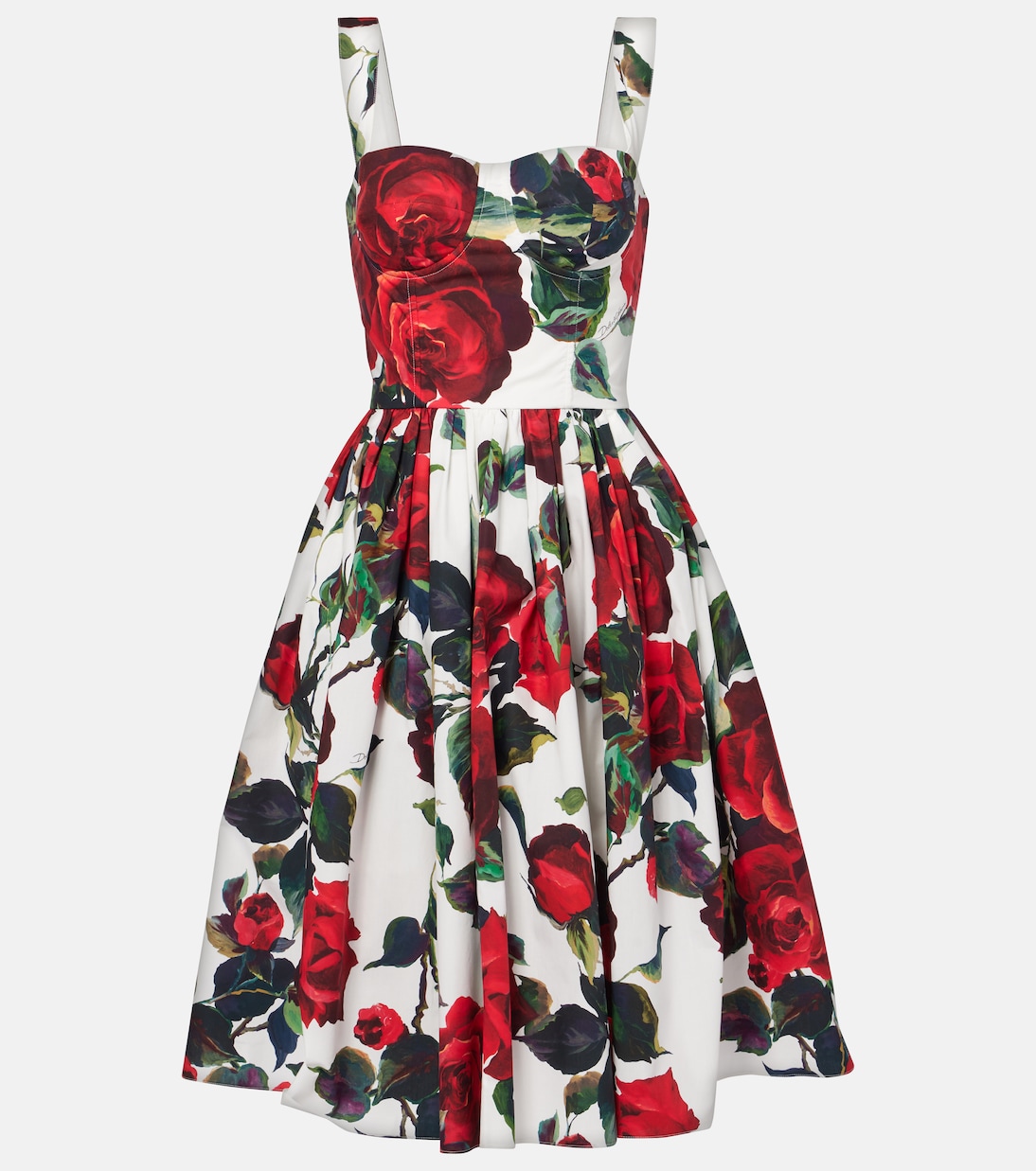 Платье миди из хлопкового поплина с цветочным принтом Dolce&Gabbana, Rosa Rossa F.Bco
Платье миди из хлопкового поплина с цветочным принтом Dolce&Gabbana, Rosa Rossa F.Bco