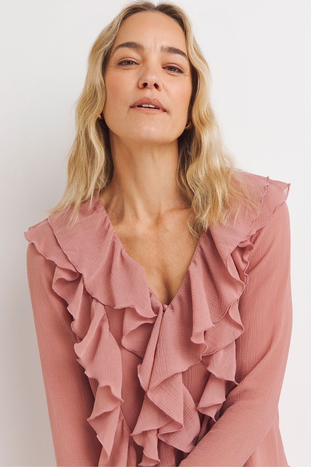 Блузка из шифона с оборками Jd Williams, красный 
Блузка из шифона с оборками Jd Williams, красный