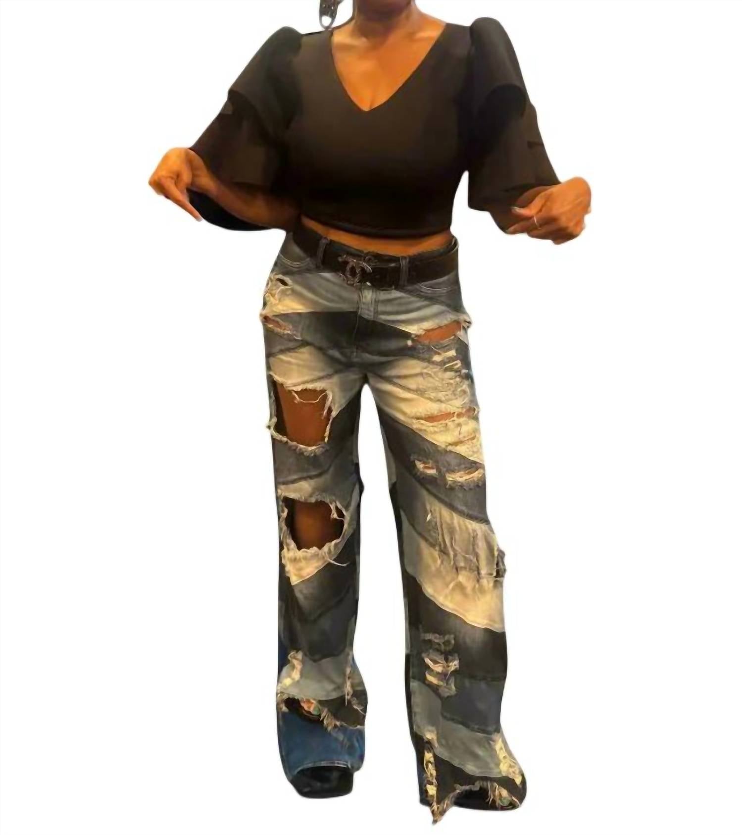 Разрушенные джинсы синего цвета Evenuel
Разрушенные джинсы синего цвета Evenuel