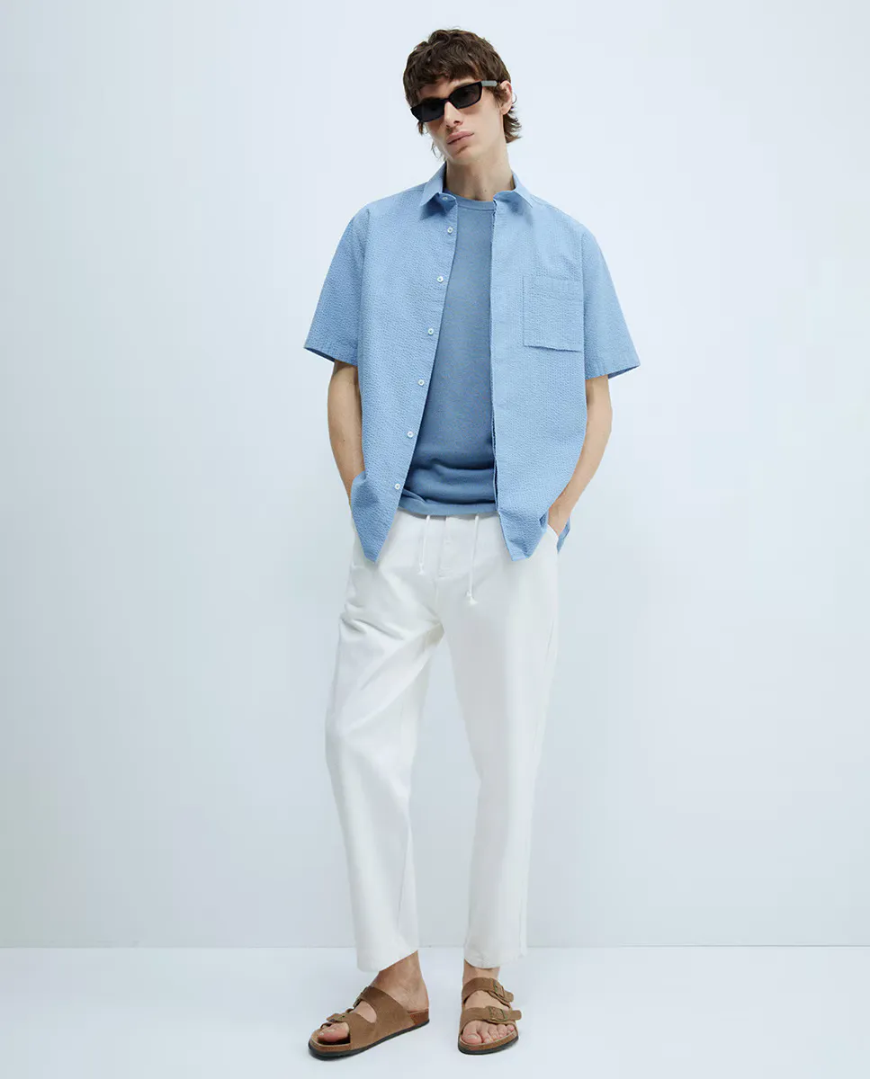 Рубашка с карманом из сирсакера Sfera, синий
Рубашка с карманом из сирсакера Sfera, синий