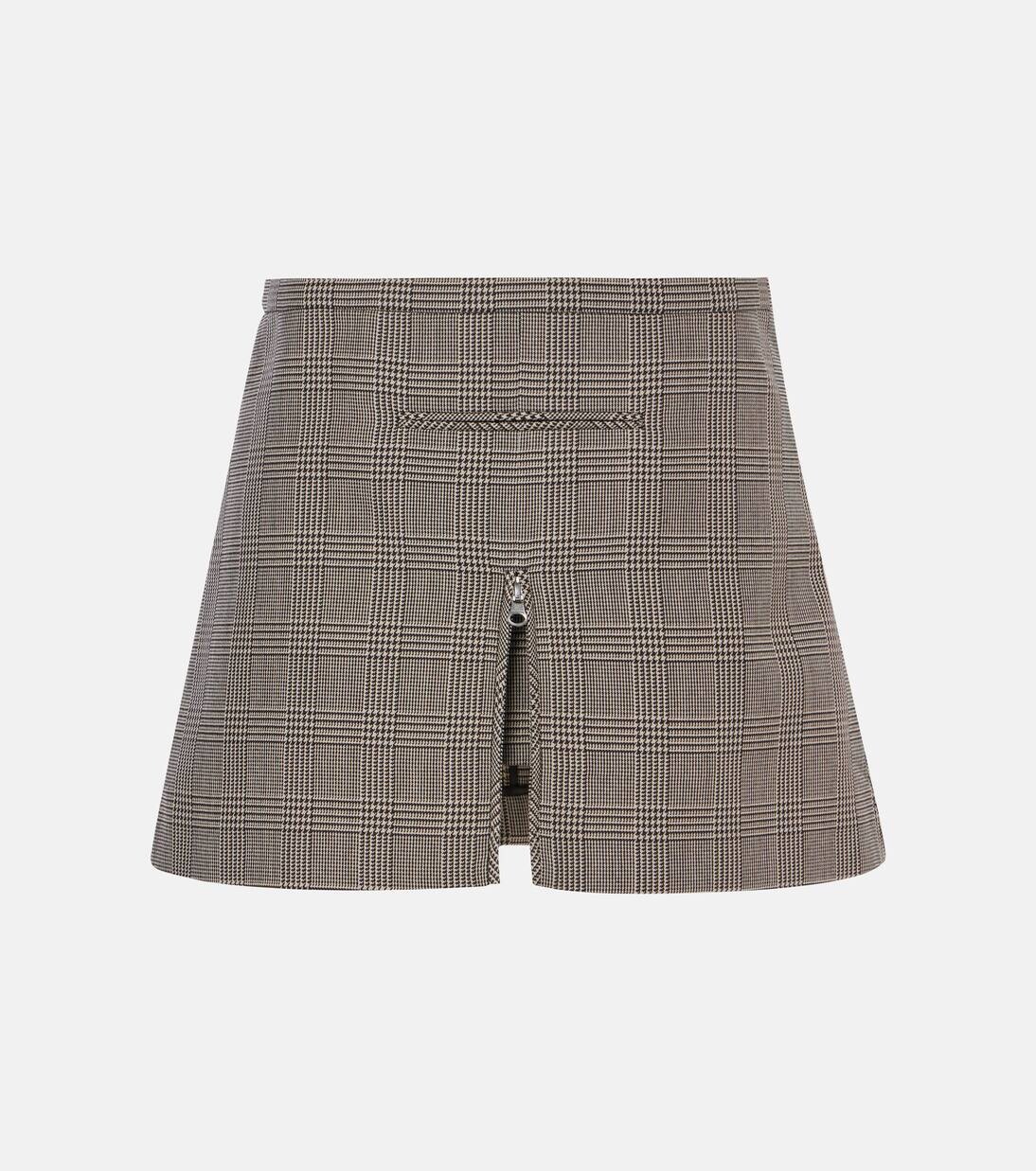 Мини-юбка из шерстяной ткани в клетку «Принц Уэльский» Courrèges, цвет sand/mud brown 
Мини-юбка из шерстяной ткани в клетку «Принц Уэльский» Courrèges, цвет sand/mud brown