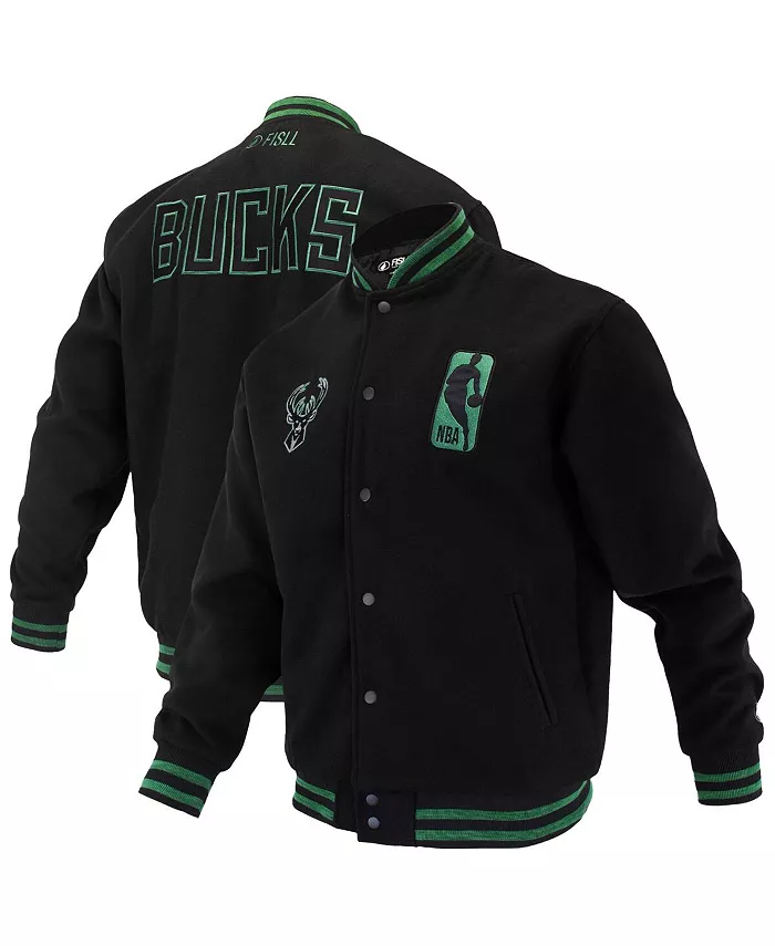 Мужская и женская черная бейсбольная куртка на молнии с логотипом Milwaukee Bucks из коллекции Man Shadow FISLL
Мужская и женская черная бейсбольная куртка на молнии с логотипом Milwaukee Bucks из коллекции Man Shadow FISLL