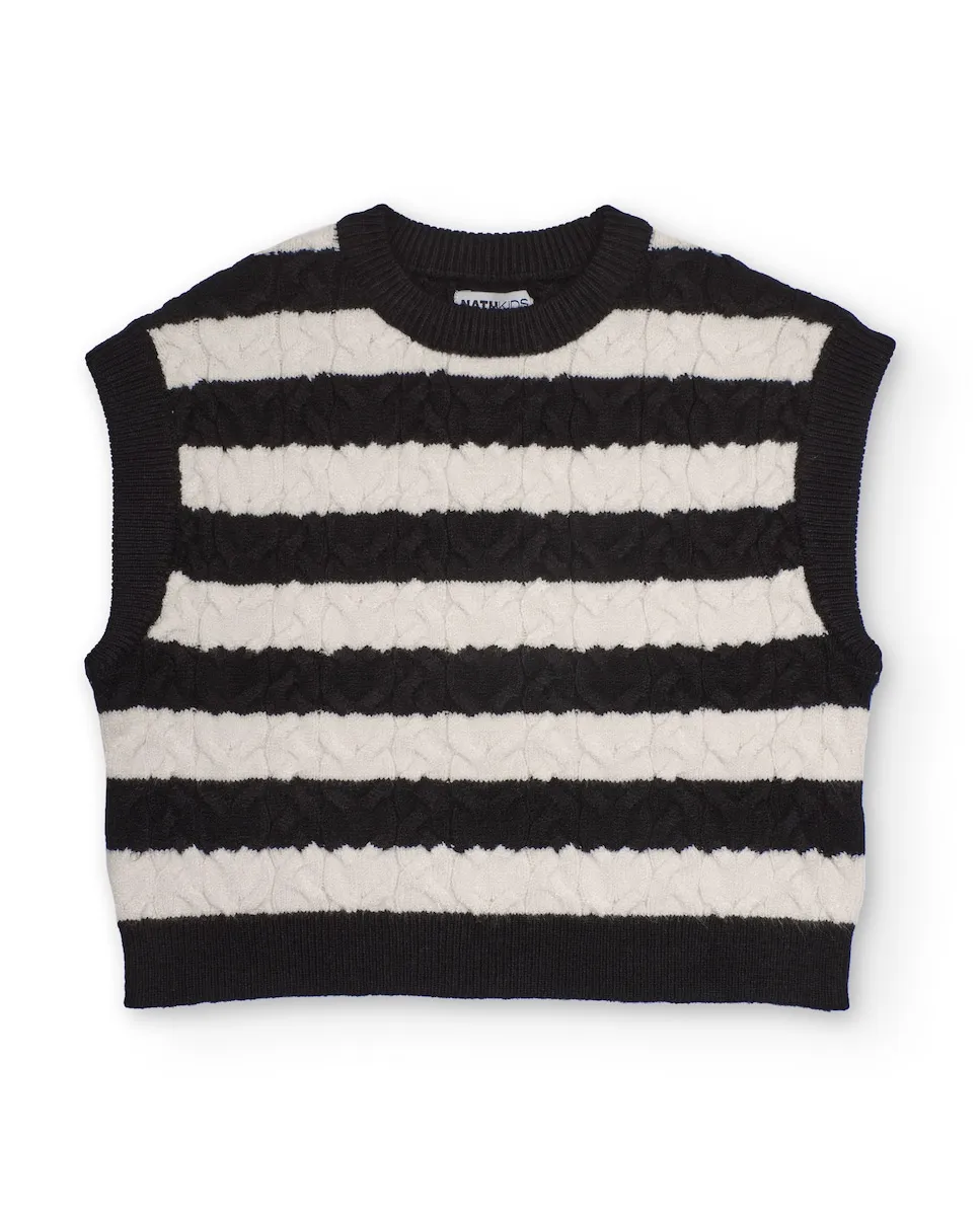 Вязаный жилет для девочки в черно-белую полоску Tuc tuc
Вязаный жилет для девочки в черно-белую полоску Tuc tuc