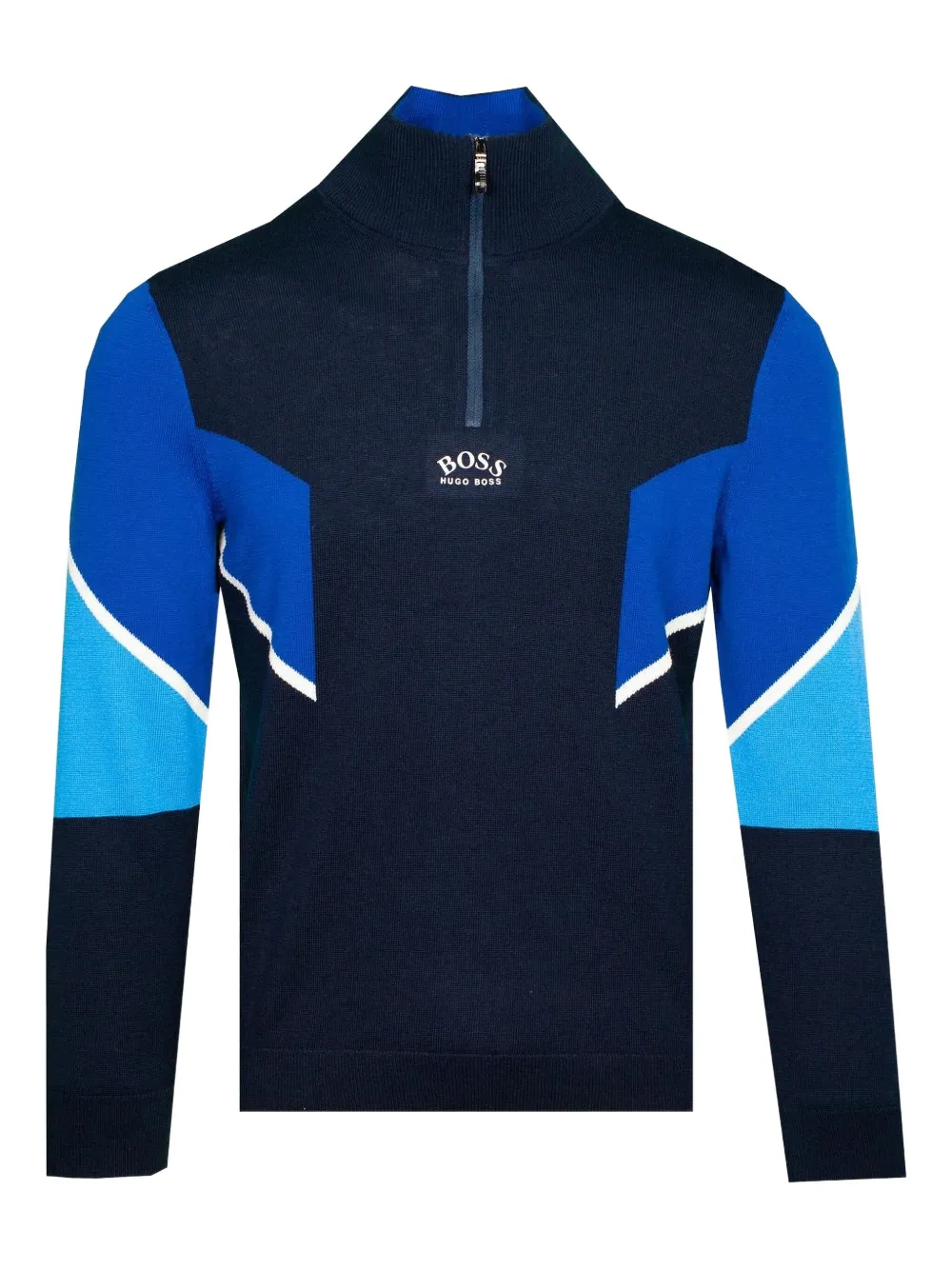 Свитер с цветными блоками и застежкой-молнией на четверть длины HUGO, синий
Свитер с цветными блоками и застежкой-молнией на четверть длины HUGO, синий
