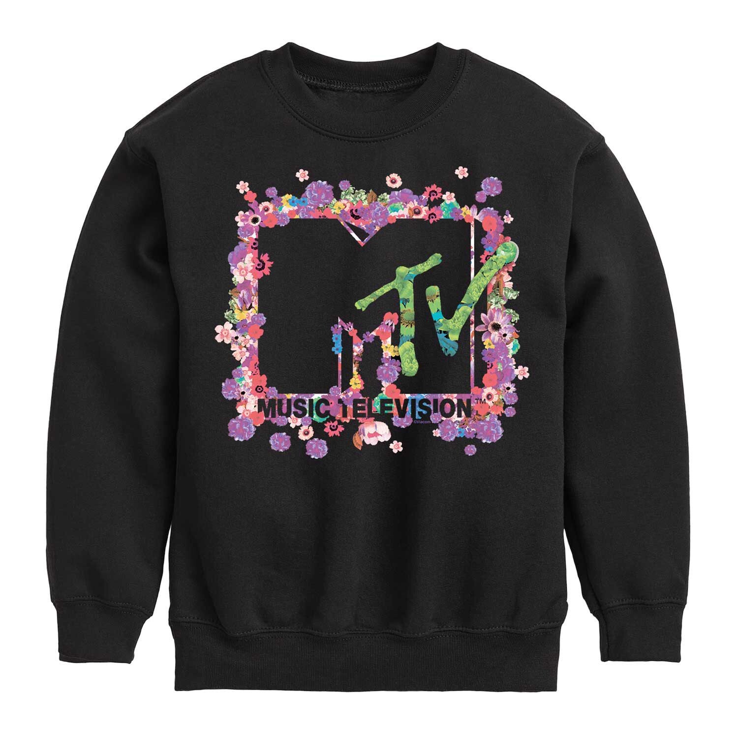 Толстовка с цветочным рисунком и логотипом MTV для мальчиков 8–20 лет Licensed Character, черный