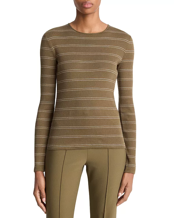 Полосатый топ с круглым вырезом Vince, зеленый
Полосатый топ с круглым вырезом Vince, зеленый