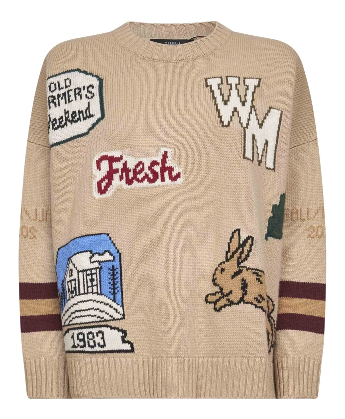 Шерстяной свитер в полоску с интарсией, бежевый. Weekend Max Mara, бежевый
Шерстяной свитер в полоску с интарсией, бежевый. Weekend Max Mara, бежевый