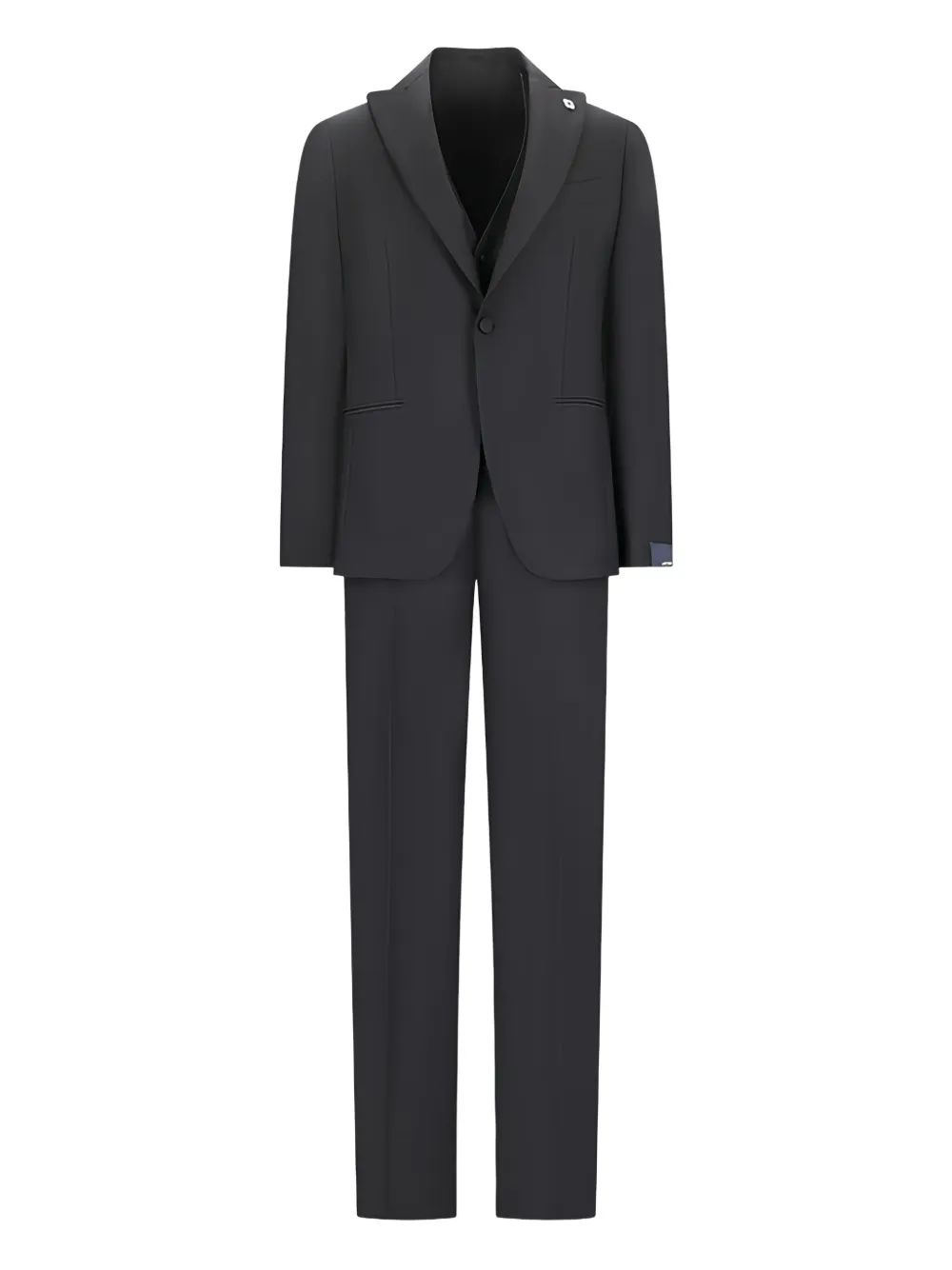 Костюм-тройка с заостренными лацканами Lardini, черный
Костюм-тройка с заостренными лацканами Lardini, черный