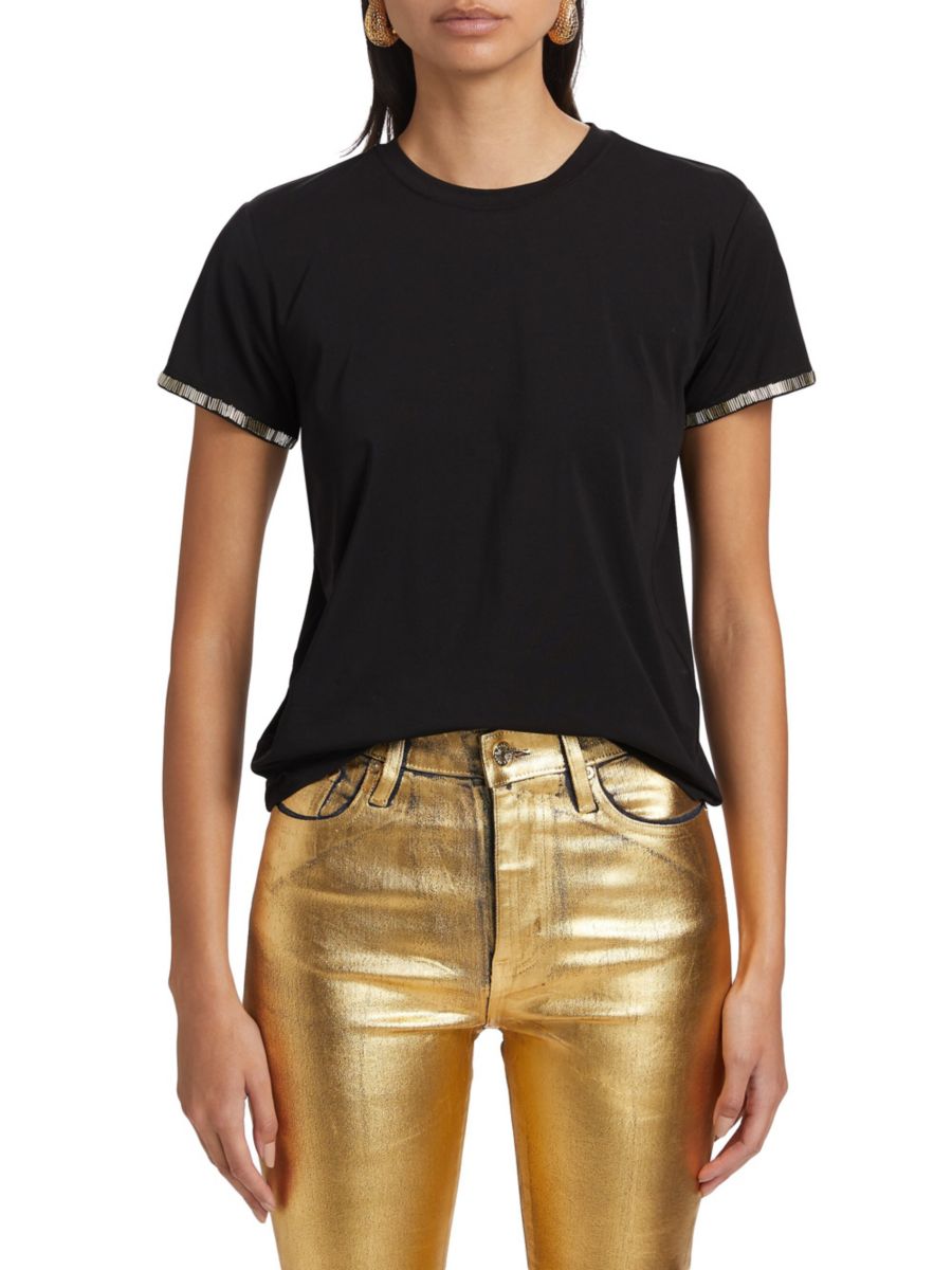 Футболка с манжетами, расшитыми бисером Frame, черный
Футболка с манжетами, расшитыми бисером Frame, черный