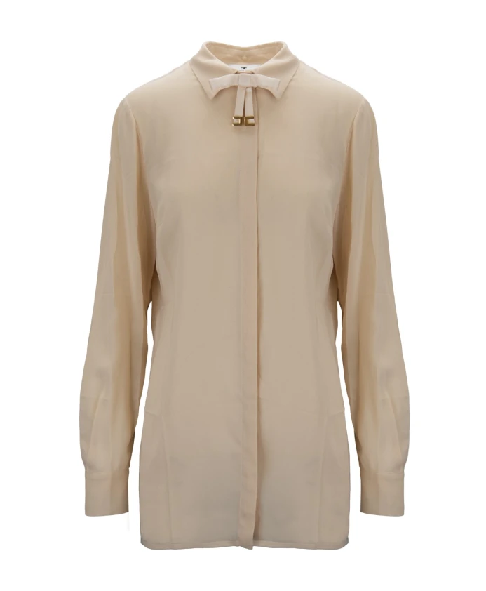 Блузка на пуговицах с бантом Elisabetta Franchi, бежевый
Блузка на пуговицах с бантом Elisabetta Franchi, бежевый
