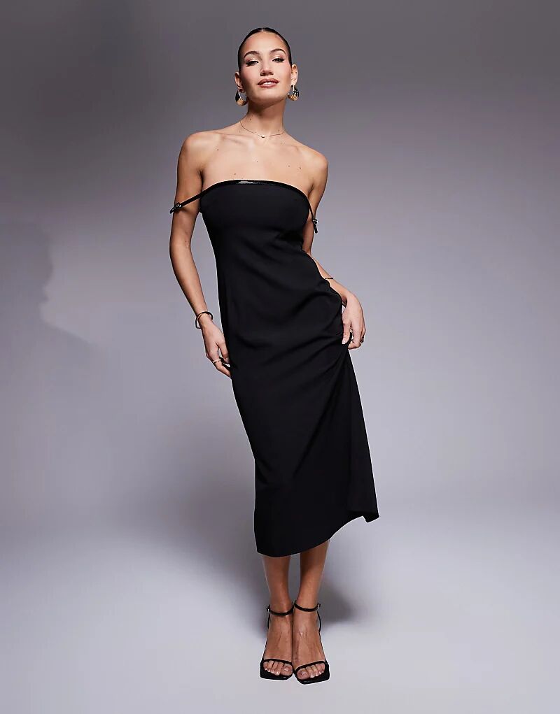 Эксклюзивное облегающее платье-миди с пряжкой-бардо черного цвета Kaiia
Эксклюзивное облегающее платье-миди с пряжкой-бардо черного цвета Kaiia