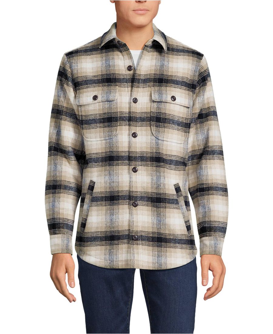 Женская/мужская рубашка-куртка с супермягкой отделкой Lands' End, Black/khaki plaid
Женская/мужская рубашка-куртка с супермягкой отделкой Lands' End, Black/khaki plaid