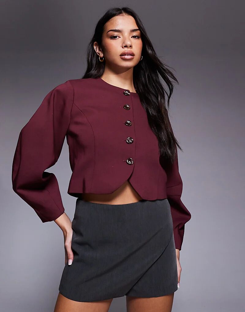 Жакет River Island без воротника с рукавами-бананами темно-фиолетового цвета
Жакет River Island без воротника с рукавами-бананами темно-фиолетового цвета